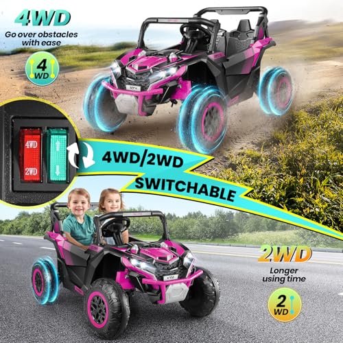 Hikole 24V Ride on Toys for Boys&Girl, 2 Seater Kids UTV with Parent Remote, 400W Battery Motors Operated, XXL Design, S - Additional View
