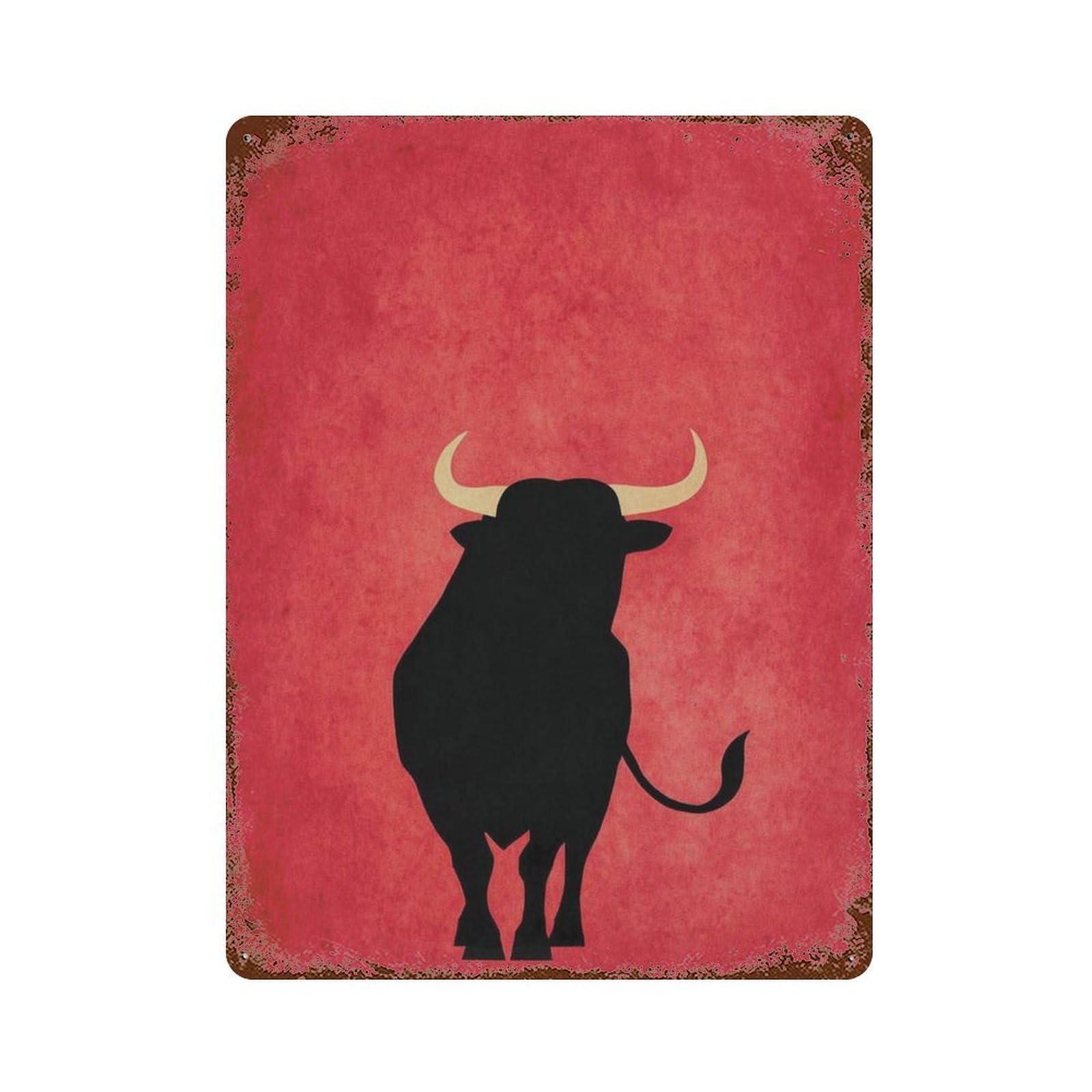 xiaoxiaoshen Minimalist Spanish Bull Matador Rojo Red Black Taurus Zodiac Western Farmhouse Wall Decor Art Metal Tin Poster Modern Home Decor Art Home Bar Shop Decorations Vintage Sign 40x30cm