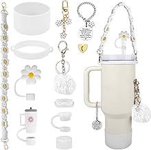 Stanley Cup Accessori Set - Nastro per Presa della Bottiglia Acqua, Stivale per Coppa Siliocne, Charms Bicchiere per Stanley Cup 40oz