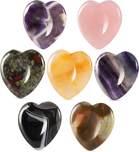 Miniatura 4 de Artistone Piedra de preocupación de corazón turquesa roja tallada a mano con bolsillo de cristal curativo para ansiedad, alivio del estrés,