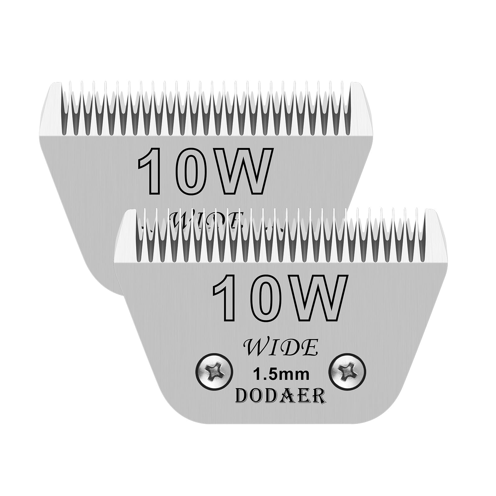DODAER 2 Pack 10 Wide Blades for Dog Grooming,Compatible with Andis,Oster A5,Wahl km10 Clippers,Cutting Length 1/16"