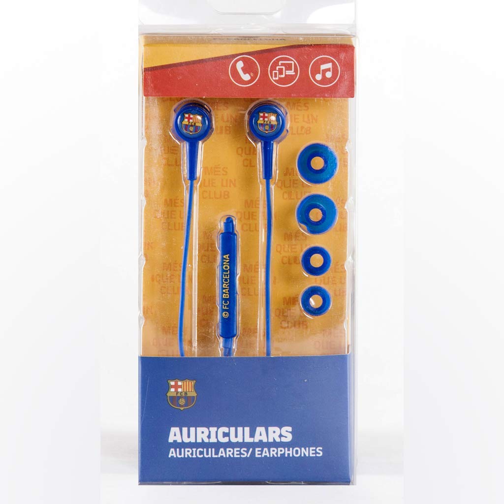 Fútbol Club Barcelona Auriculares Tipo Botón Cable 120 cm Reducción de Ruido Clavija Mini Jack 3.5 mm Volumen Oficial