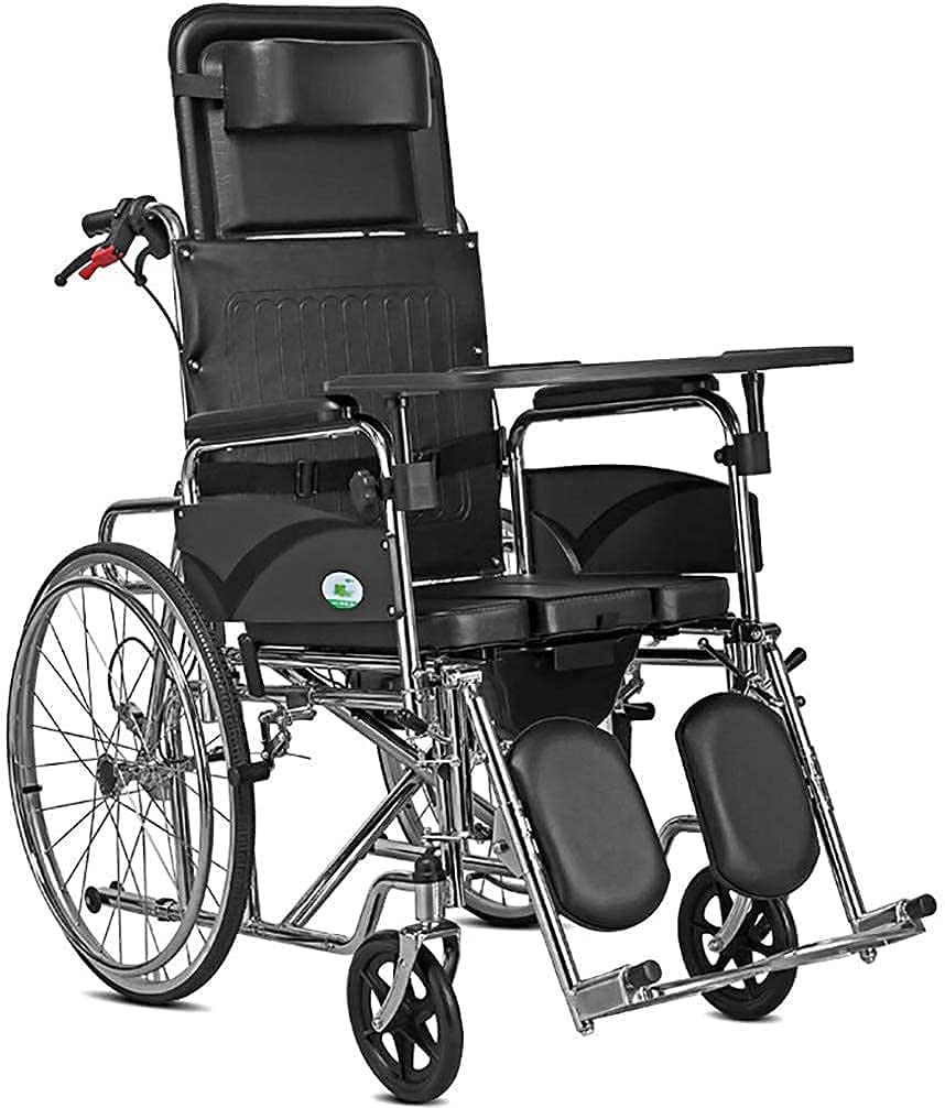 MQJ Wheelchair with Headrest Full Reclining Light Folding Wheelchair Carrying Wheelchair Pibu Assisted Wheelchair for The Elderly