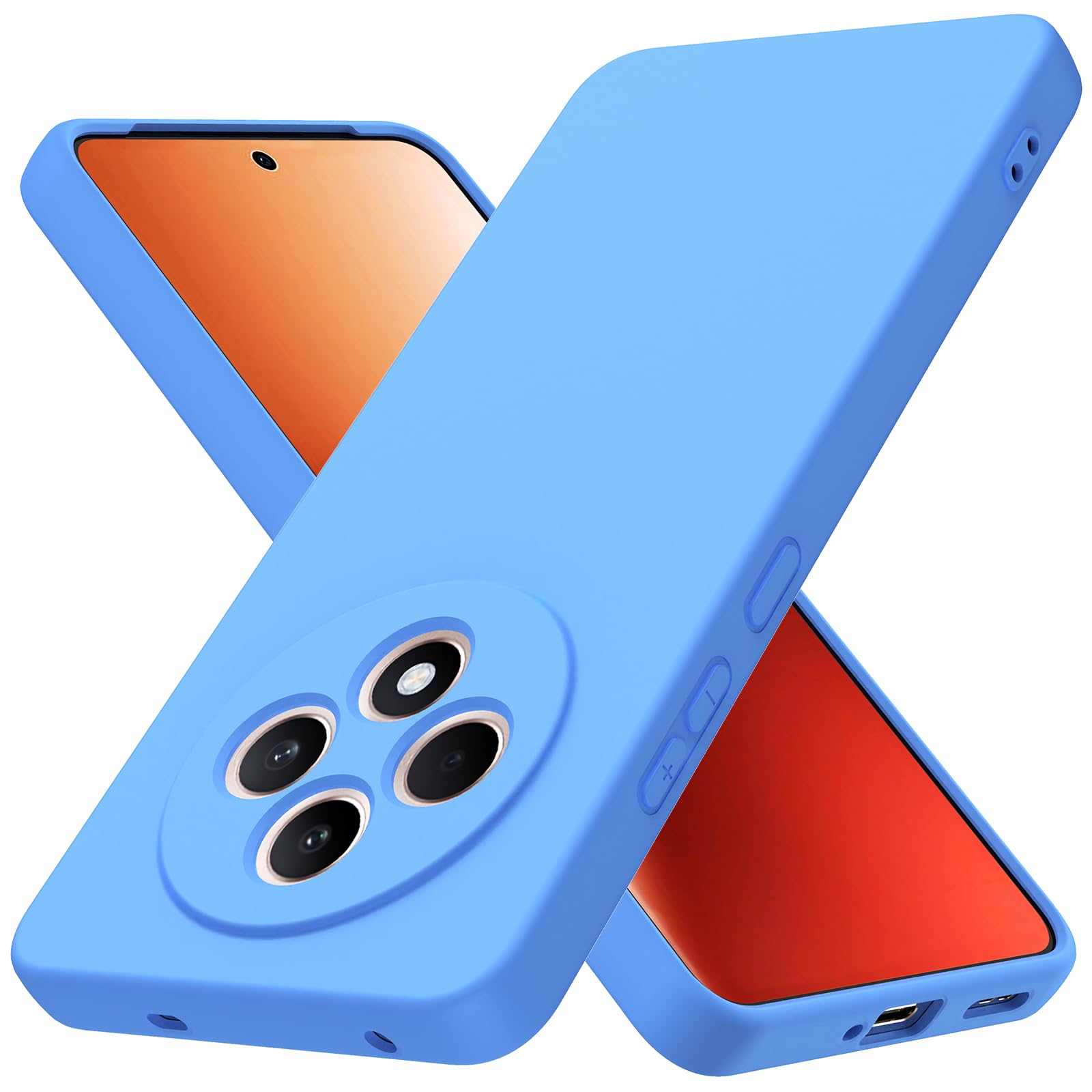 Byvuwiay Cover per OPPO Reno 12F / Reno 12 FS 5G, Morbida Silicone Liquida TPU Protettivo Ultra Slim Custodia Antiurto, Custodia Compatibile con OPPO Reno 12F / Reno 12 FS 5G - Blu cielo