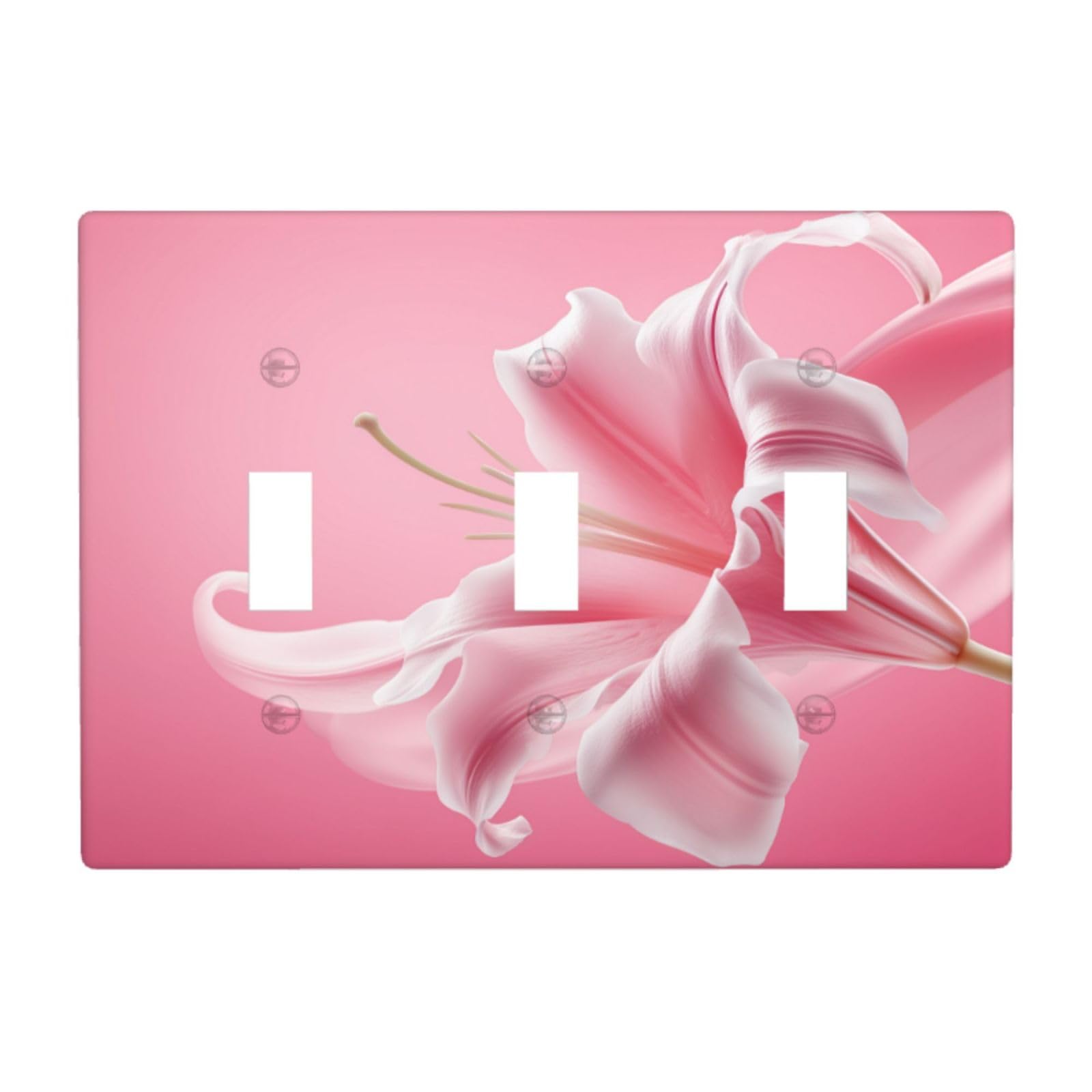 Pink Abstract Lily Flower Light Switch Covers 3 Gang Triple Toggle Wall Plate Switchplate Electrical Faceplate for Bathroom Kitchen Bedroom Decor