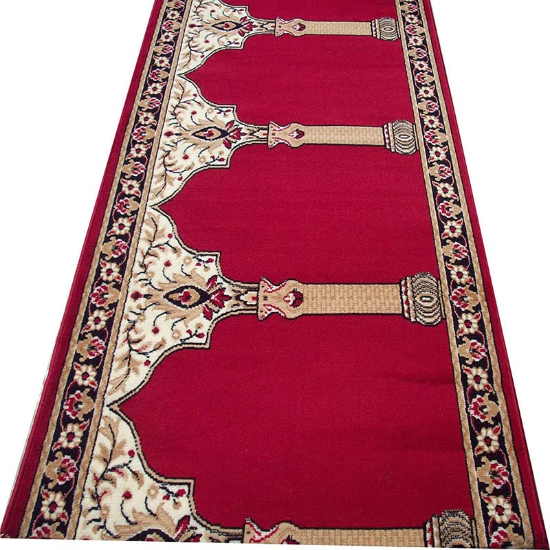 Image of Sifa Carpet Hand Washable Zanamaz Prayer Carpet for Masjid(Mosque) - 4x15 Feet Maroon Color