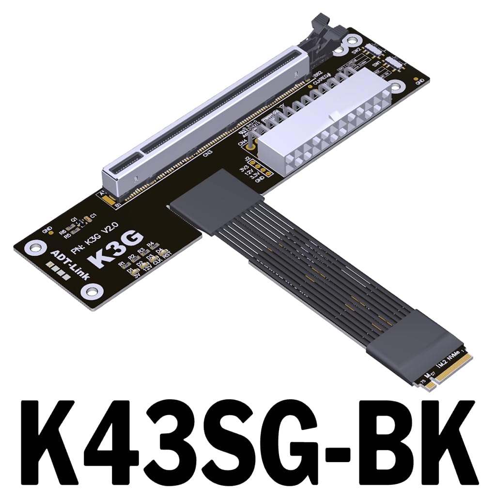 JMT ADT-K43SG-BK PCIe 5.0 X16 auf M.2 NVMe Grafikkartenadapter, kompatibel mit RTX50 RX90 Series Dockingstation (K43SG-BK-50cm)