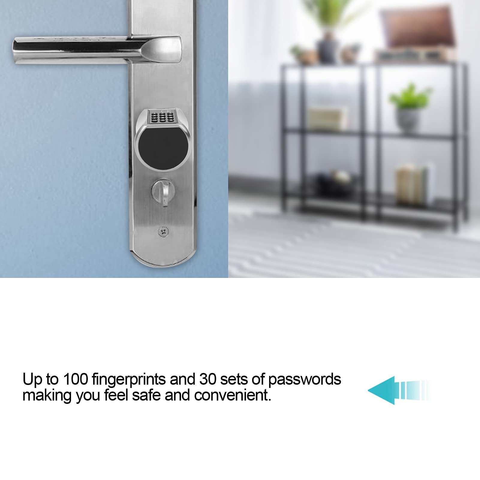 Ingresso di sicurezza per porta, aggiornamento completo Serratura per porta dal design elegante, porte di sicurezza di sicurezza e accessori per la casa antifurto adatti per la famiglia