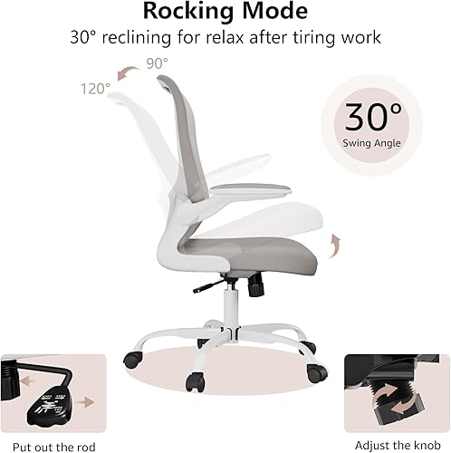 Miniatura 5 de Silla de oficina ergonómica, cómoda silla giratoria para oficina en casa, silla de escritorio de malla transpirable, silla de computadora de apoyo