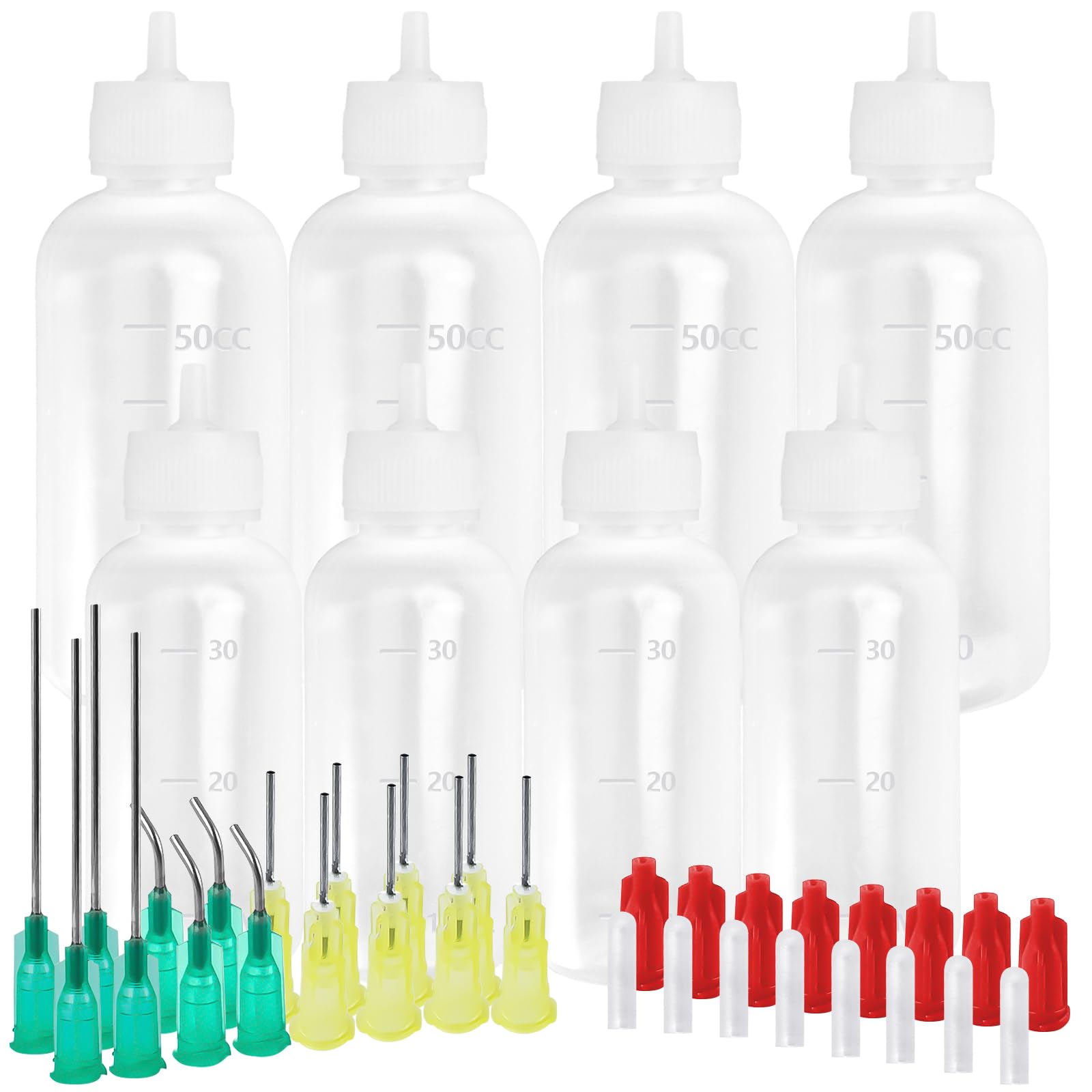 Set 8 Flaconi Con Ago Dosatore Per Colla - 30ml E 50ml Con Aghi Di Precisione E Tappi - Ideale Per Fai Da Te E Lavori Creativi - Foto 4