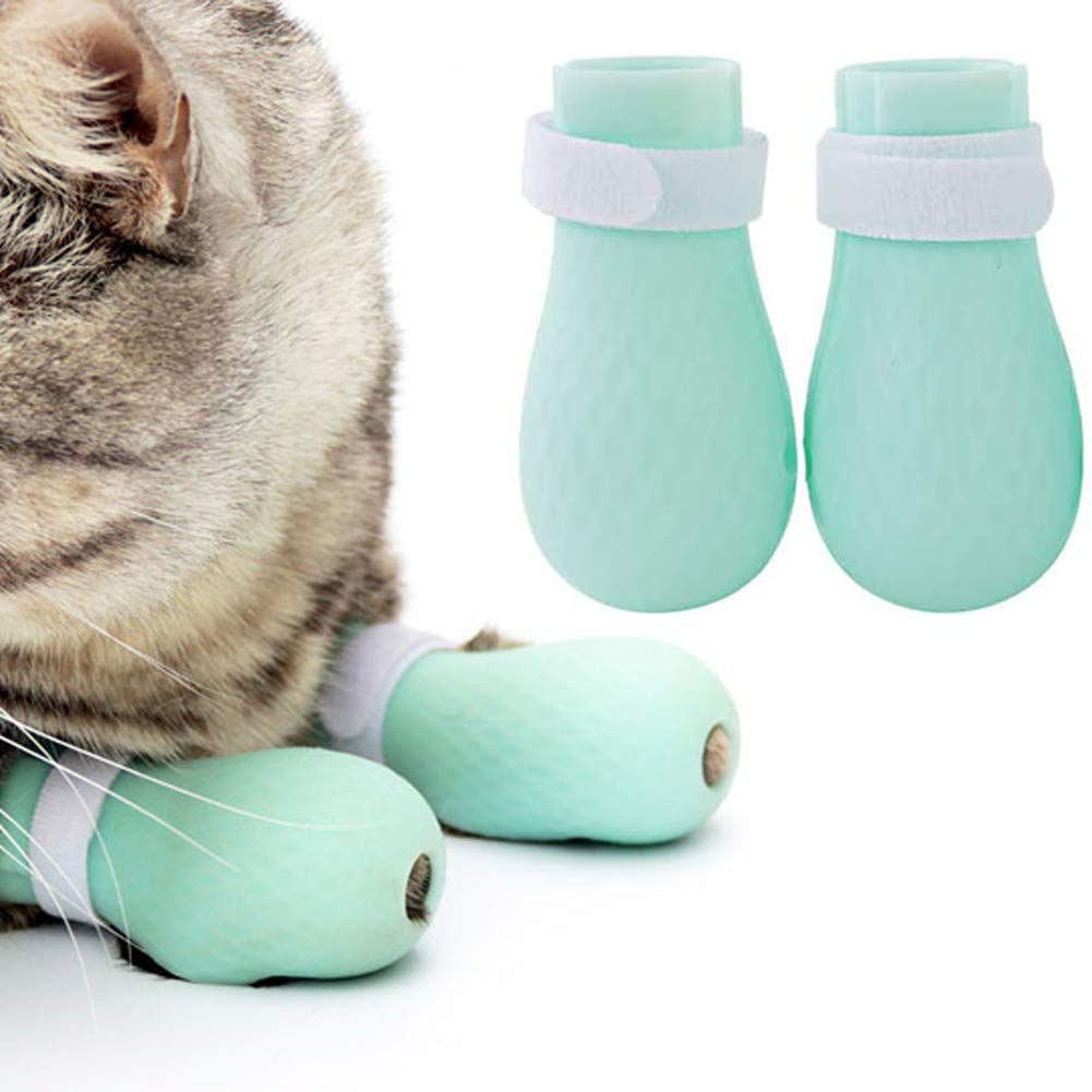 DELFINO Cat Anti-scratch Boots, Rubber Nail Cover Precaution Scratch Gloves Cat Paw Protection Bathing Precaution for Cat Injection Dog Boots Puppies and Kittens at Home, Shaving, Testing, Treatment