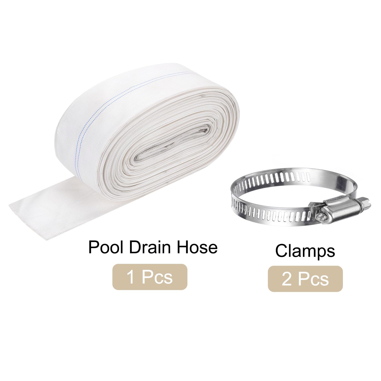 Manguera de retrolavado de piscina, manguera de drenaje reforzada de PVC de 3 pulgadas x 108 pies, mangueras de bomba de descarga de agua plana para filtro de piscina, bomba de natación, con 2