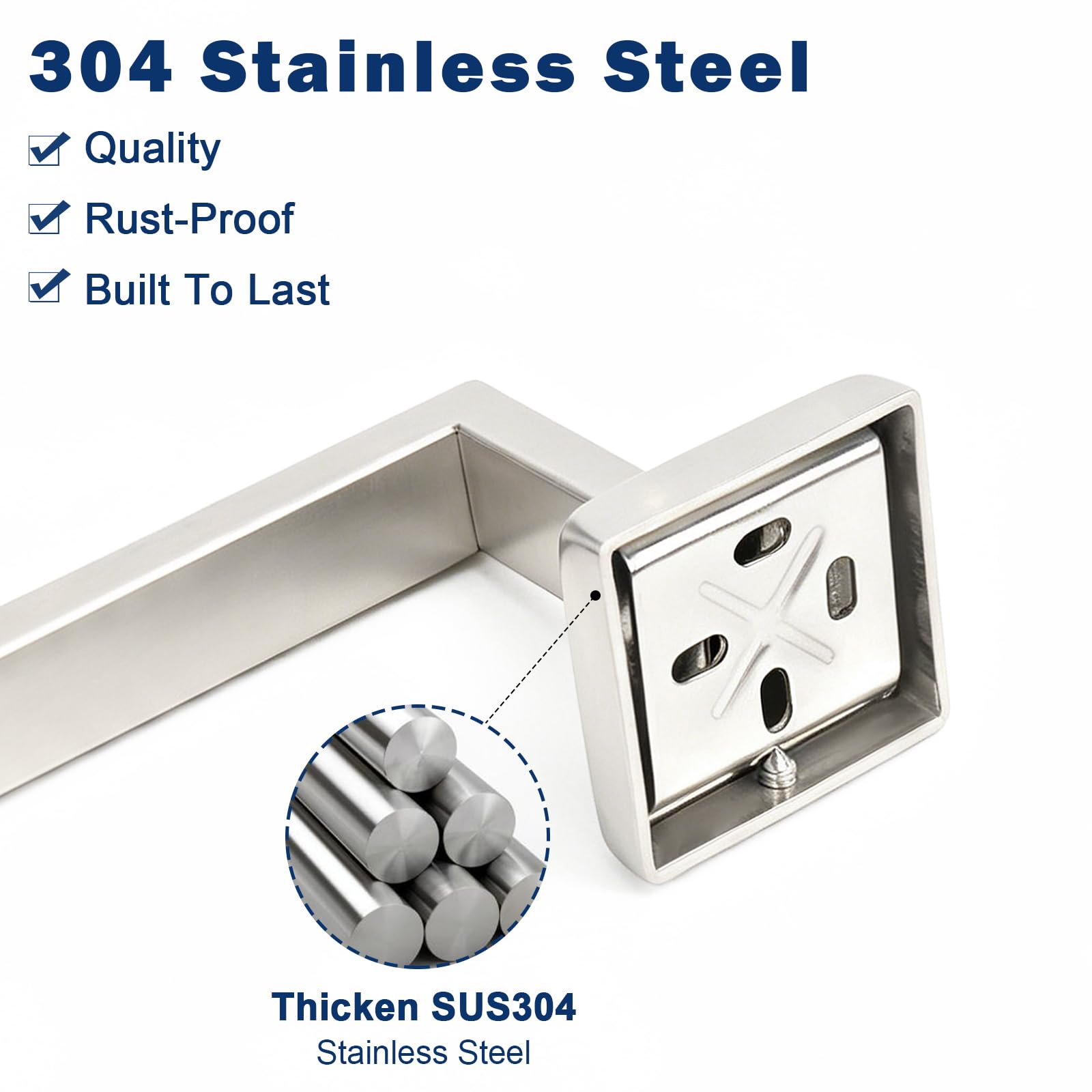 NearMoon Bath Square Toilet Paper Holder, Premium SUS304 Stainless Steel Rustproof Wall Mounted Toilet Roll Holder for Bathroom, Kitchen, Washroom (Brushed Nickel) — Amazon image 4