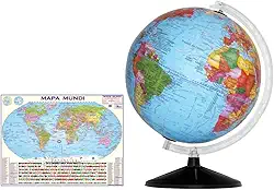 Globo Terrestre Político -30 Cm Diâmetro + Acompanha Mapa Mundi