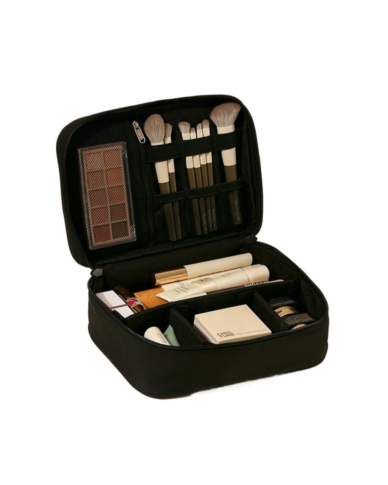 Bolsa de viaje for maquillaje y artículos de tocador de tela Oxford | Bolsa organizadora impermeable for cosméticos, cables, artículos de tocador y artículos diarios.(Black Single-Layer)