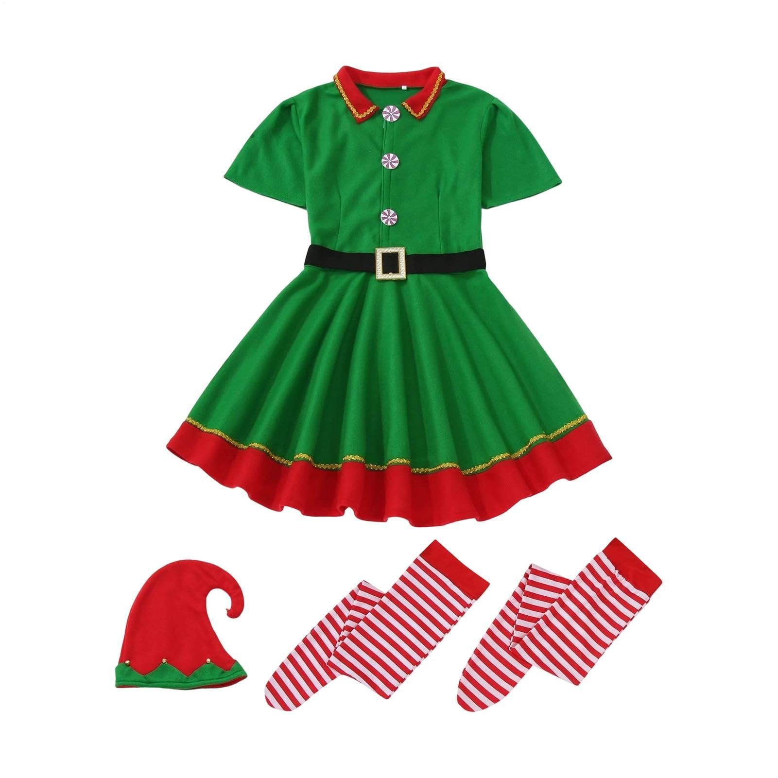 Weihnachtskostüm für Mädchen, niedliches Cosplay-Zubehör mit Hut und Socken | Weihnachtsoutfit für Mädchen, für Feiertage, Bühnenaufführungen, Themenpartys