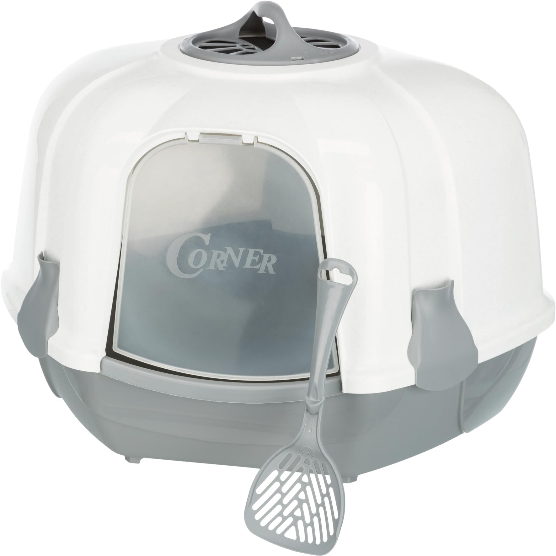Trixie Maro Corner Litter Tray with Hood, Removable Hood for Convenient Access During Cleaning and Refilling, 60 × 43 × 52 cm, Light Grey and Granite, Hood Offers Privacy and Your Cat’s Comfort (B0CW8QY46S) Amazon Price History, Amazon Price Tracker