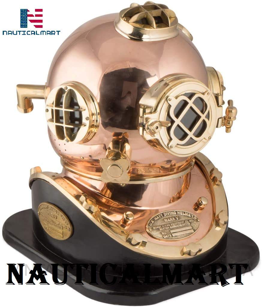 Nautical-Mart Divers Helmet (Scuba) – U.S. Navy Mark V (Royal) U.S Navy Mark V Vintage Old Diving Divers Helmet Scuba Decorative deep Sea Gift (Copper Finish or Copper and Nickle Finish)
