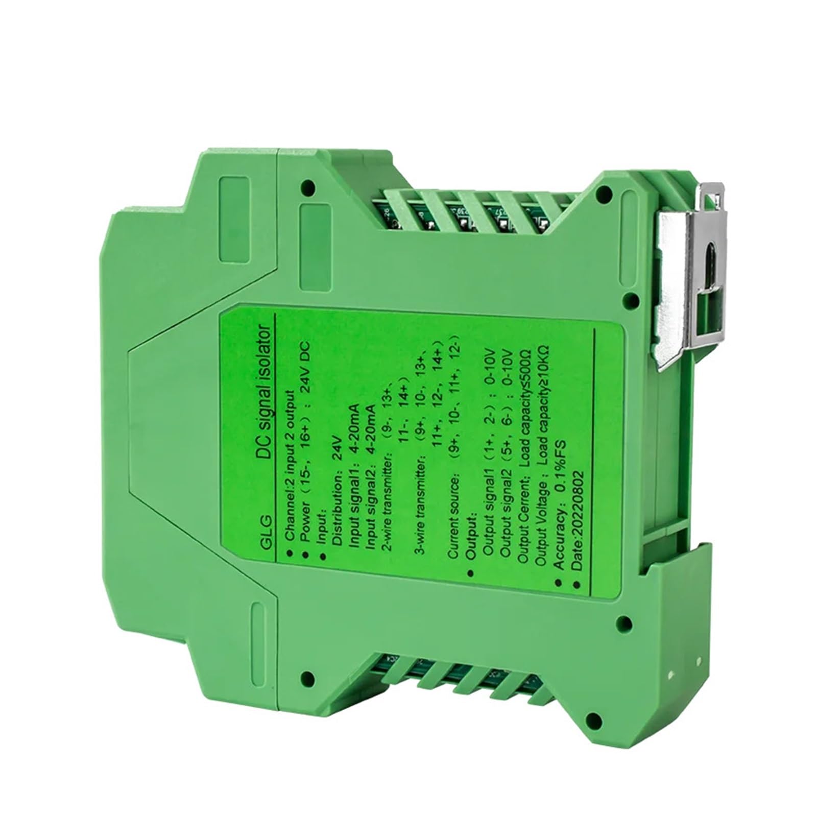 IEUMJNAT 4-20mA DC Signal Isolator PLC Amplifier 1 in 1Out DC24V Power Analog Converter(1 in 1 Out,4-20MA OUTPUT-0-5V INPUT-DC24V)