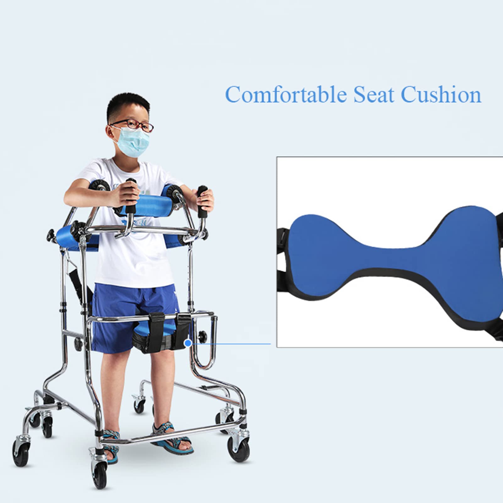 Andador con Ruedas para rehabilitación Infantil, Andador rodante de 8 Ruedas, Adolescentes con Necesidades Especiales, Duradero, Ajustable en Altura