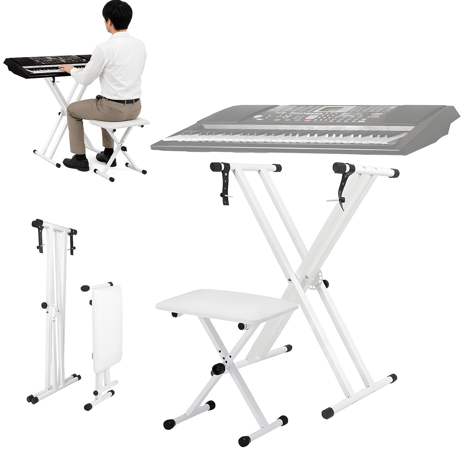 Amazon.co.jp: HopeFamily キーボードスタンド 椅子 セット X型