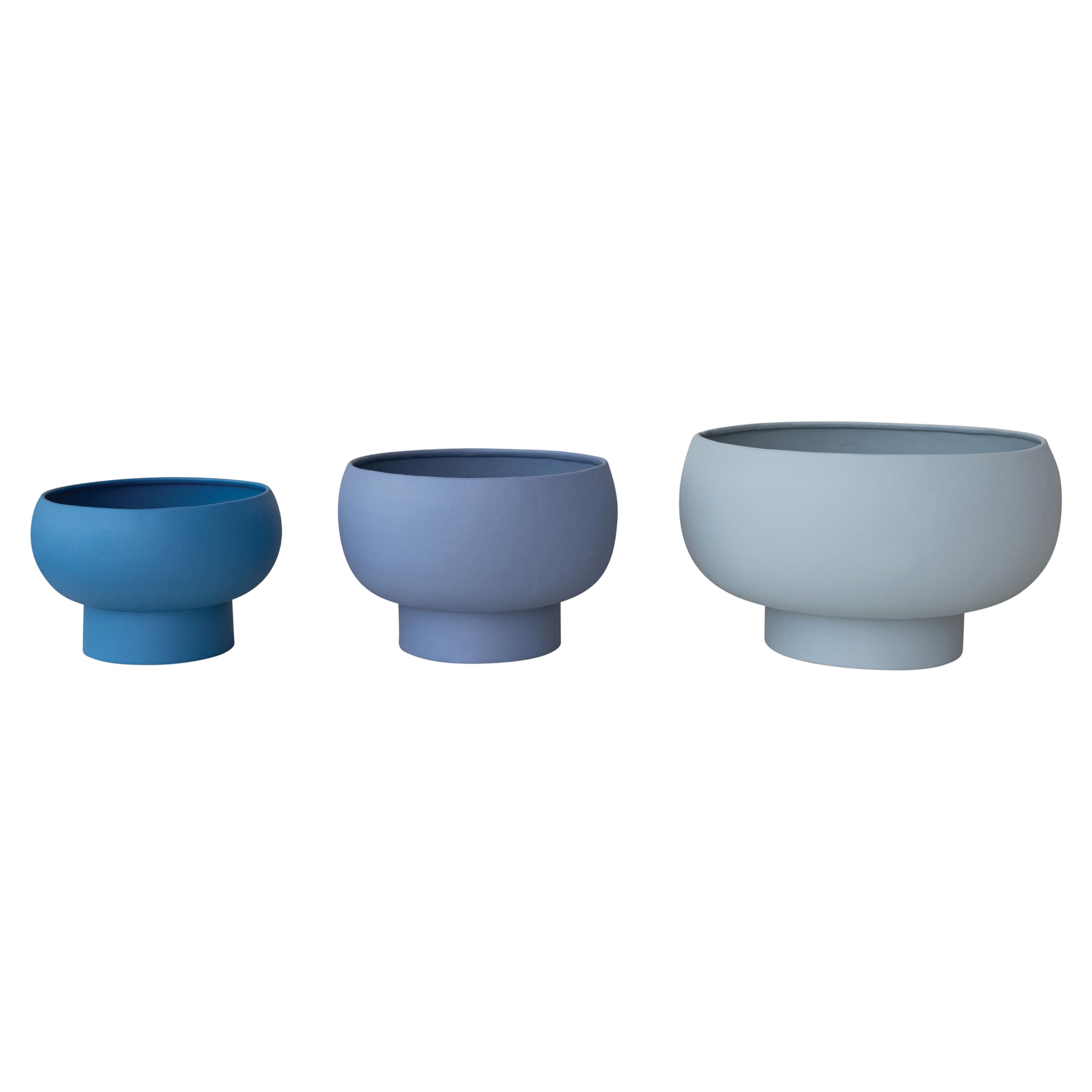 Pots de fleurs ronds en métal bleu Bloomingville pour harmoniser vos plantes