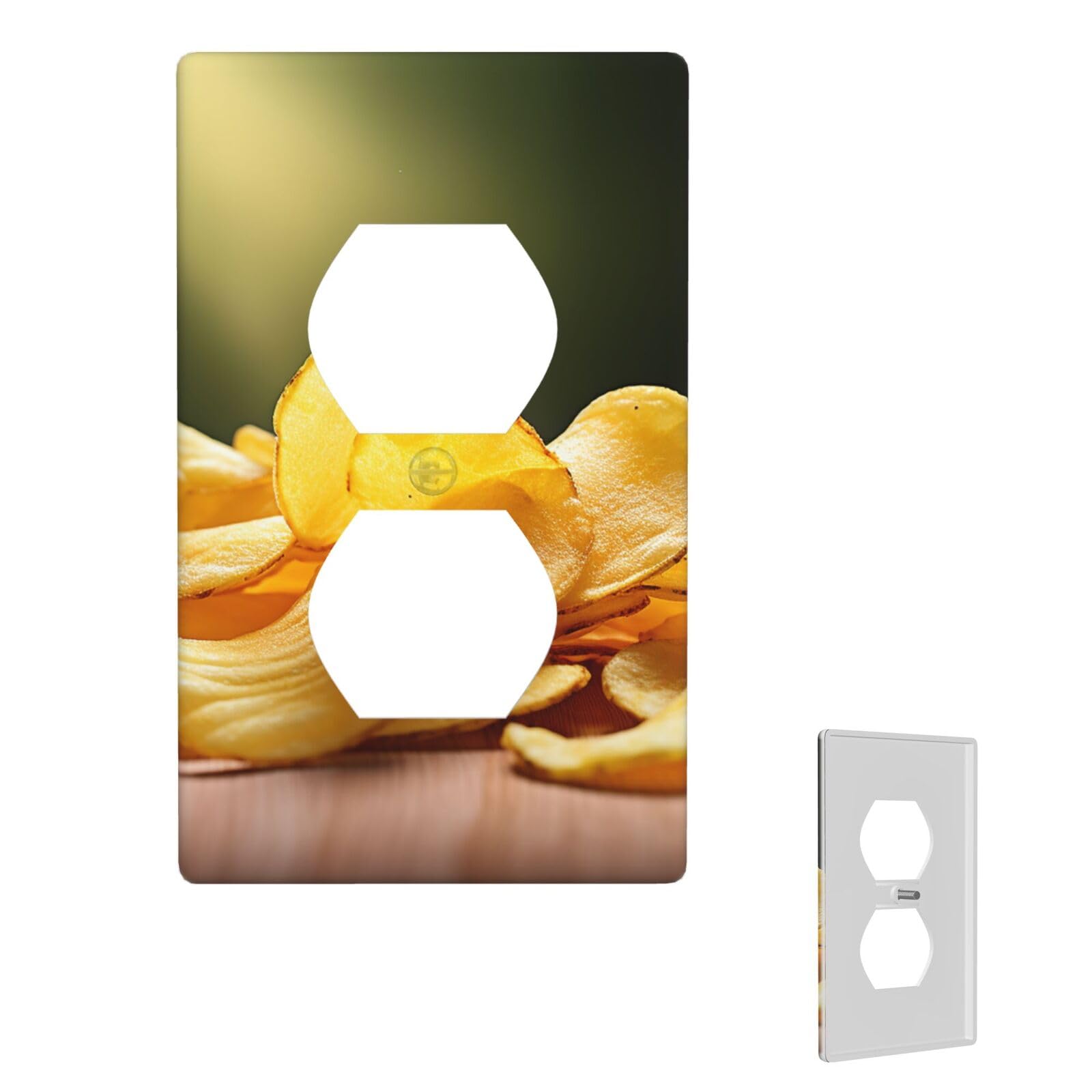 1-Gang Decorator Wall Plate Potato Chips Light Switch Cover Single Gang Receptacle Wall Plate Standard Size 4.5" x 2.76" Wallplate Unbreakable Polycarbonate Outlet Faceplates Cover