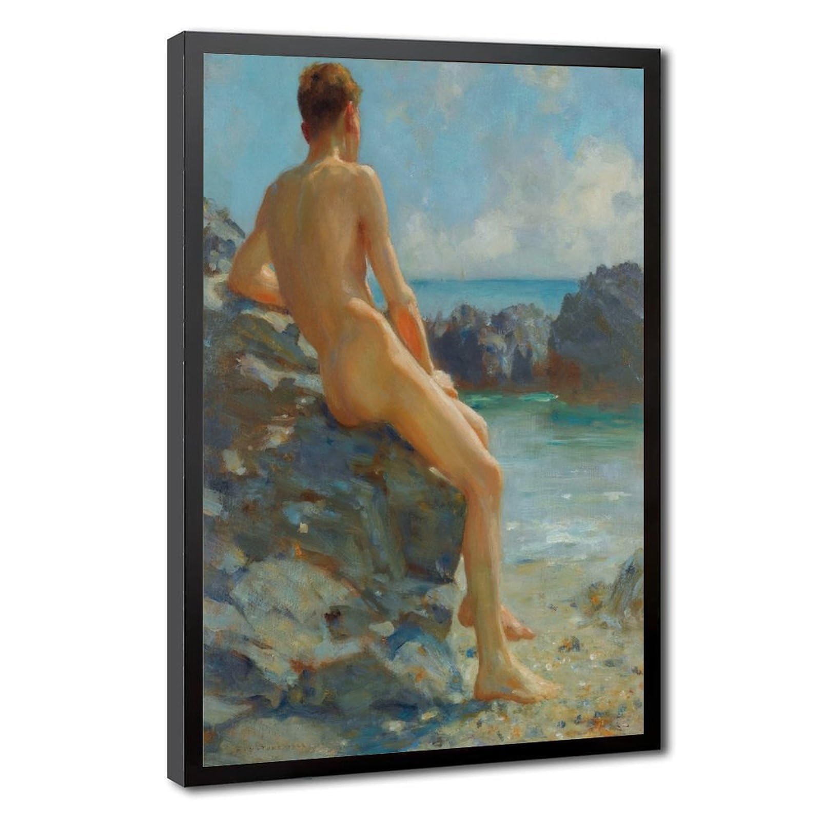 WCYB The Bather by Henry Scott Tuke Posters Prints Canvas Deco Paintings Wall Art Hangable Frame 16" L X 24" W