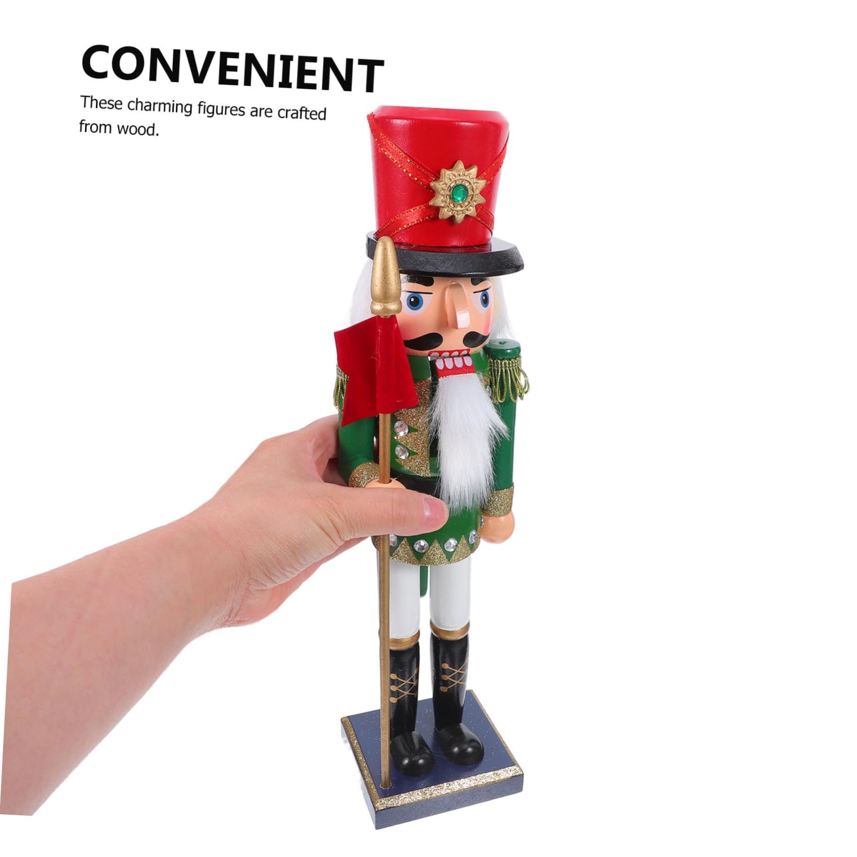 IMIKEYA Holzsoldat Nussknacker Dekoration für Fensterbank und Kaminsims Traditionelle Weihnachtsfigur mit Handbemaltem Design für Küche und Wohnzimmer