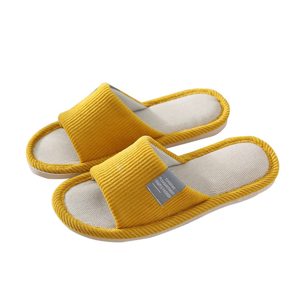 Juego de 4 pares de zapatillas unisex para invitados, pantuflas de baño, pantuflas de hotel, pantuflas de spa, antideslizantes, lavables, de algodón, pantuflas de lino para parejas, talla: