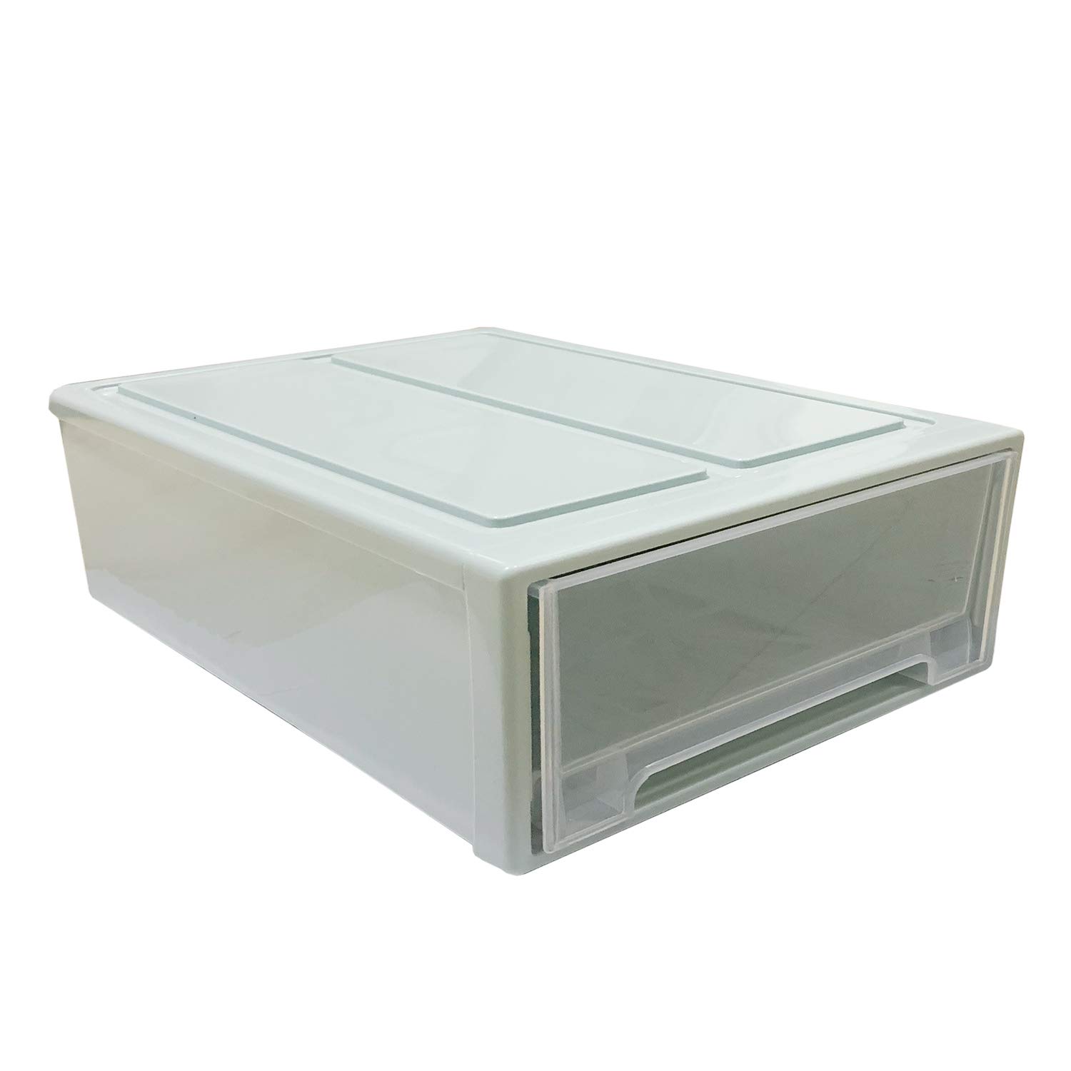 Voleseni Grey Stackable Box Chest Plastic Transparent Drawer Unit Stacking Organizer For Wardrobe Bathroom Storage Boxes (8L, )