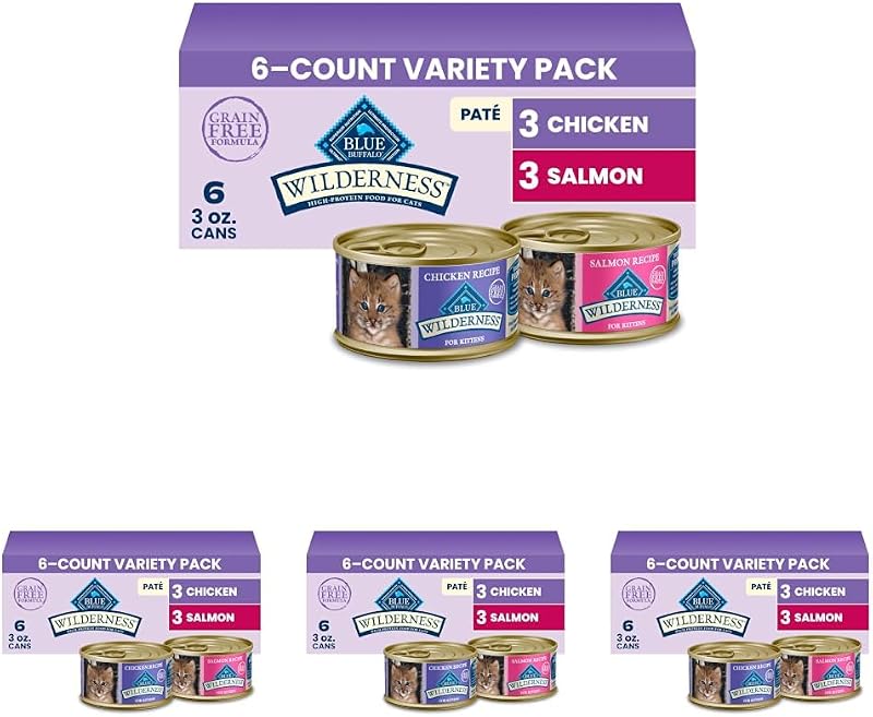 Ração úmida para gatinhos Blue Buffalo Wilderness Patê de Frango e Salmão, 85 g — Pacote com 12