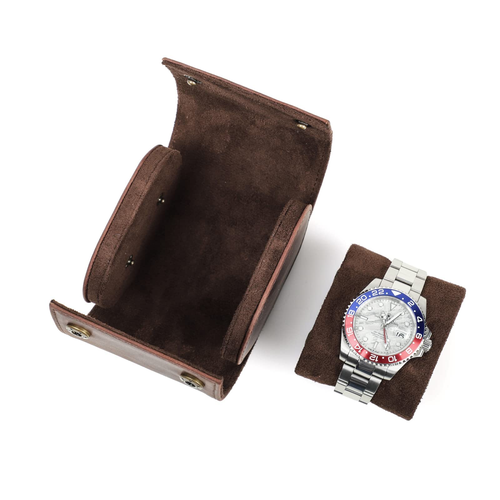 NFBCXUTKW Hiram 1 Watch Case Genuine Leather Storage Case Travel Watch Box with Removable Cushion Mounting Design