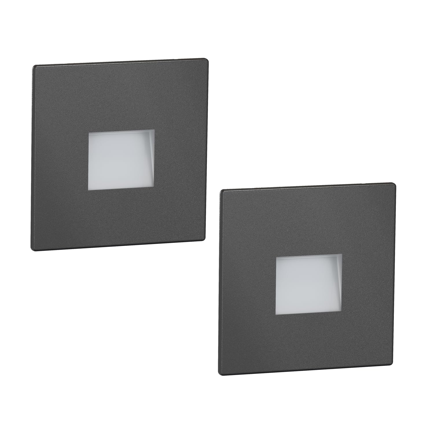 ledscom.de 2 LED Staircase Light/recessed wall Light FOW for Indoors and Outdoors Downlight, Angular, Anthracite, 85 x 85mm, Cool White