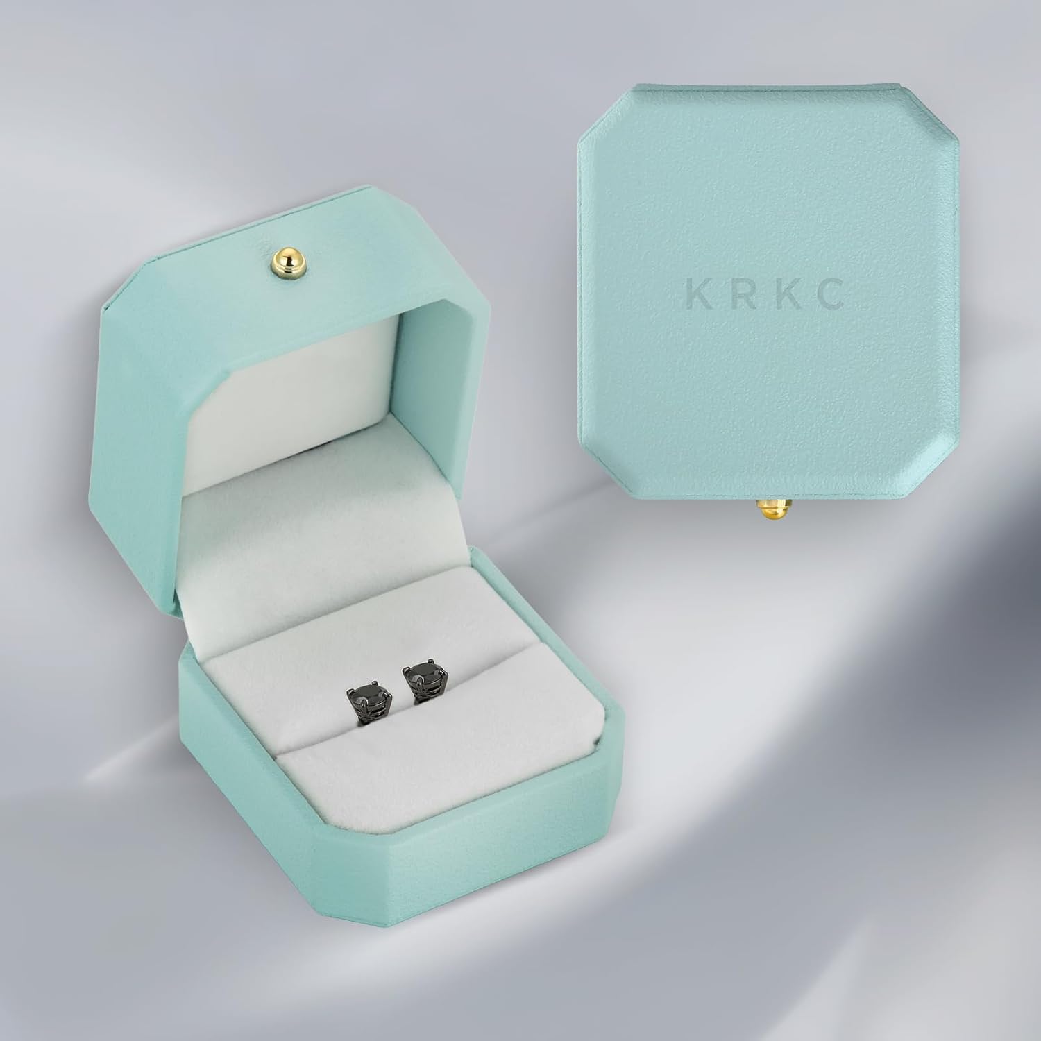 KRKC Black Moissanite Stud Earrings for Men, D Color VVS1 Clarity, Lab Created Diamond Earrings, Vermeil 925 Sterling Silver Hypoallergenic 14K Black Gold Friction Back Earrings Jewelry for Men Women Gift - Image 5