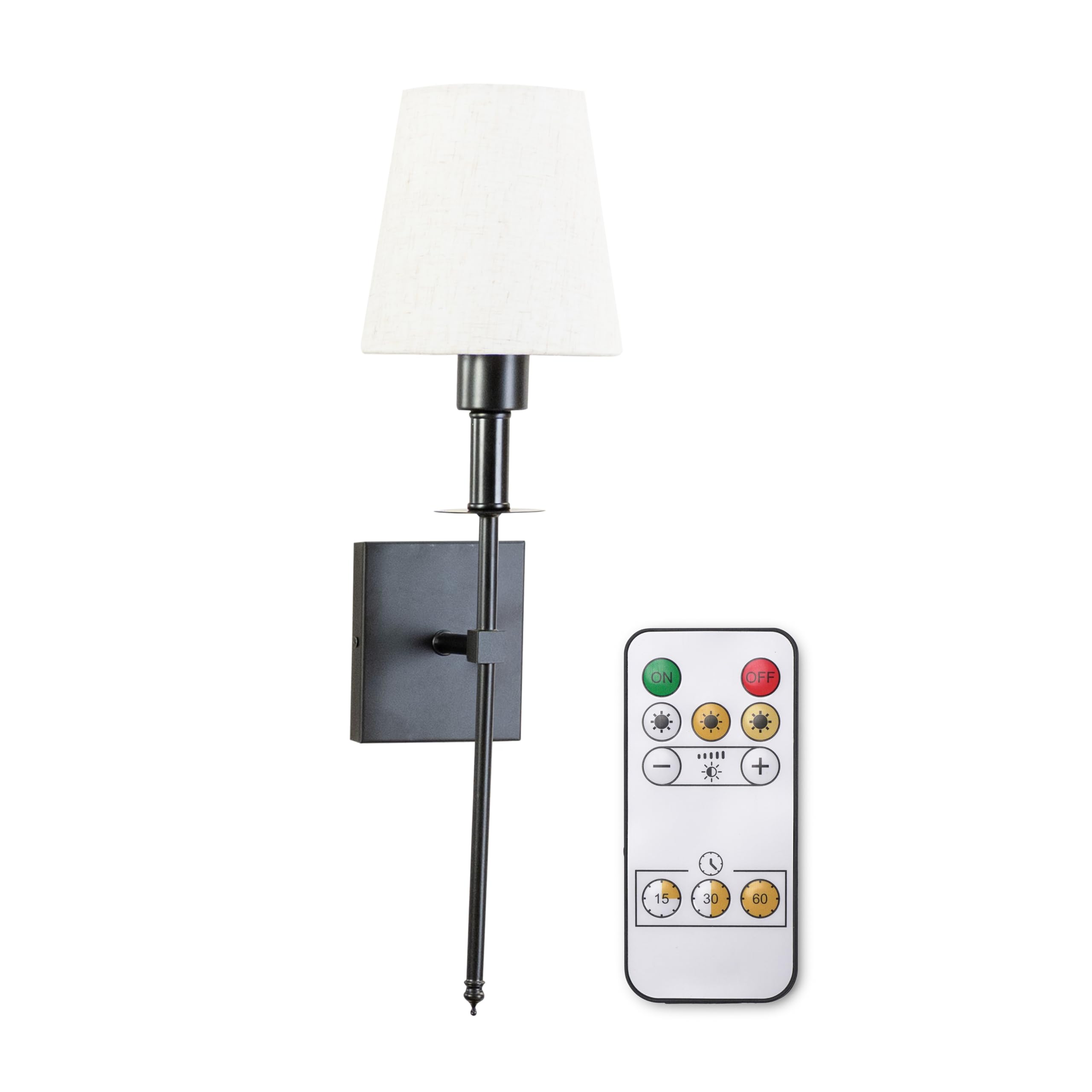 Valuelights Kincaid Pair Rechargeable Easy Fit Wall Light With Fabric Shade - Black / 1