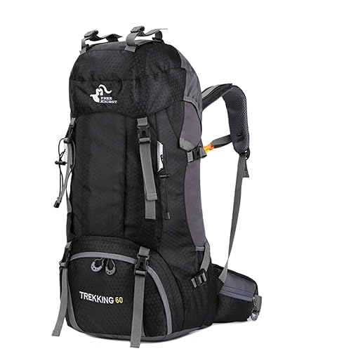 free knight 60L Wasserdichter Rucksack, ultraleichter, packbarer Kletterfischer Reiserucksack Tagesrucksack, handliche Faltbare Camping Outdoor-Rucksack-Tasche mit Regenschutz - Dunkel Schwarz