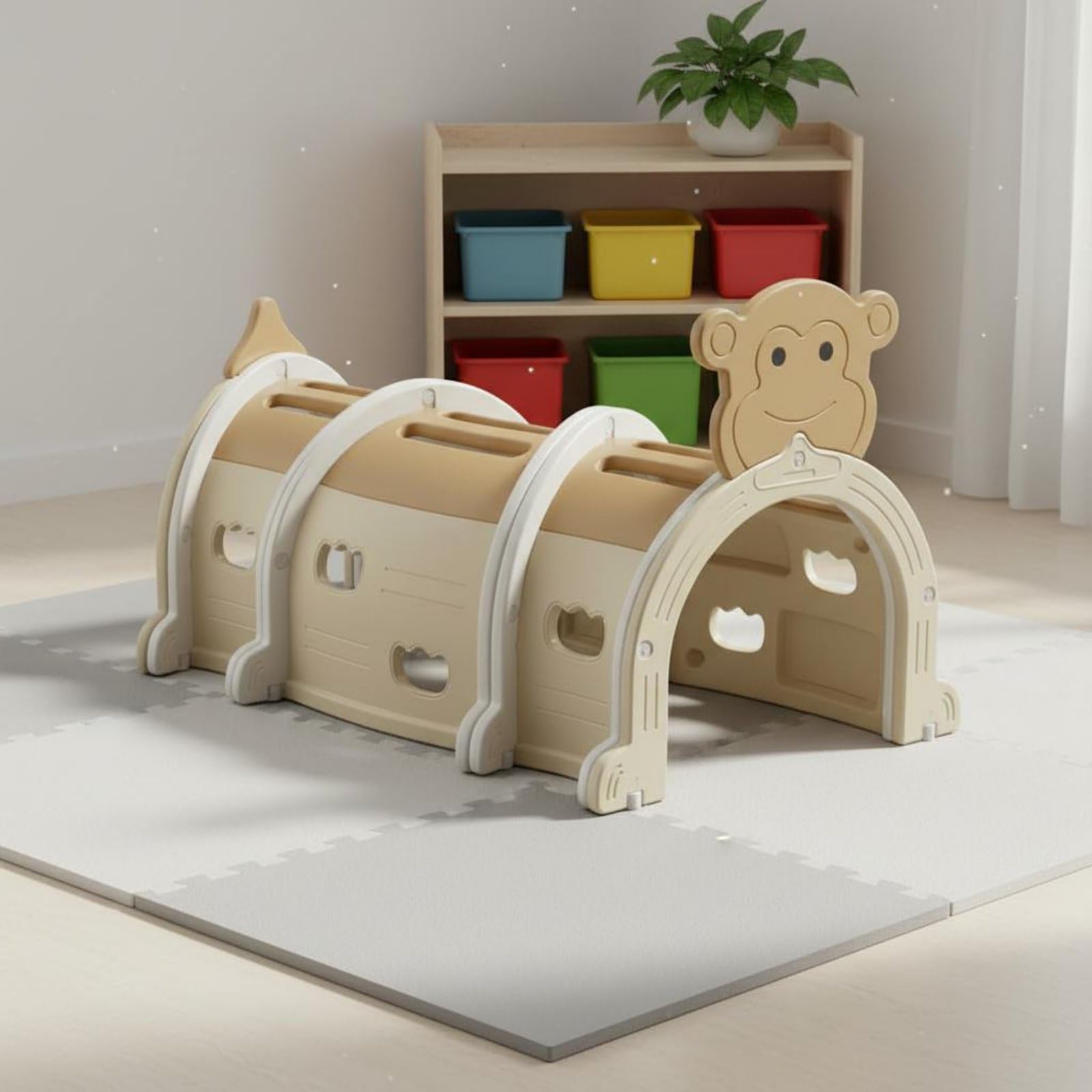 TISHITA Krabbeltunnel Kinder Spiel Tunnel Kleinkinder Spielgerät Kriechrohr Klettertunnel Spielröhre aus HDPE Stabil Und Pflegeleicht für Langlebiges Spielen, Krokodil-Tunnel, 3 Abschnitte, Grün