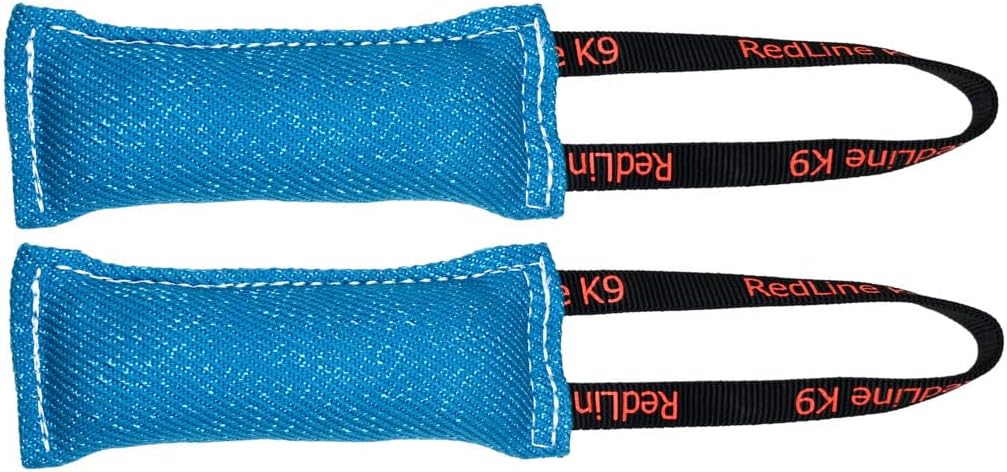 Redline K9 French Linen Tug Toy (3" x 8") 1 Handle- Bundle of 2 Dog Tug Toy (Black)