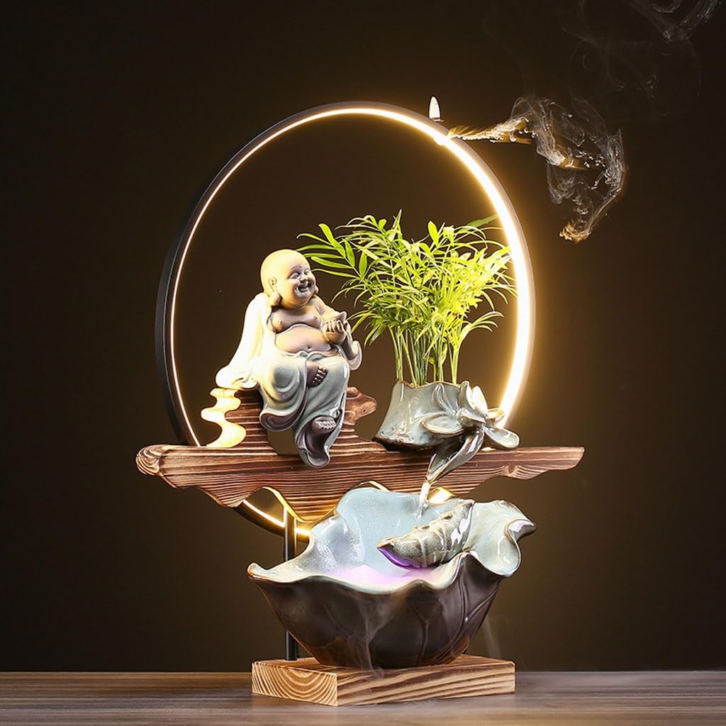 Fuente Decorativa de jardín, Fuente de Agua con Cascada, de cerámica, Feng Shui Zen, decoración para salón, Dormitorio, Oficina