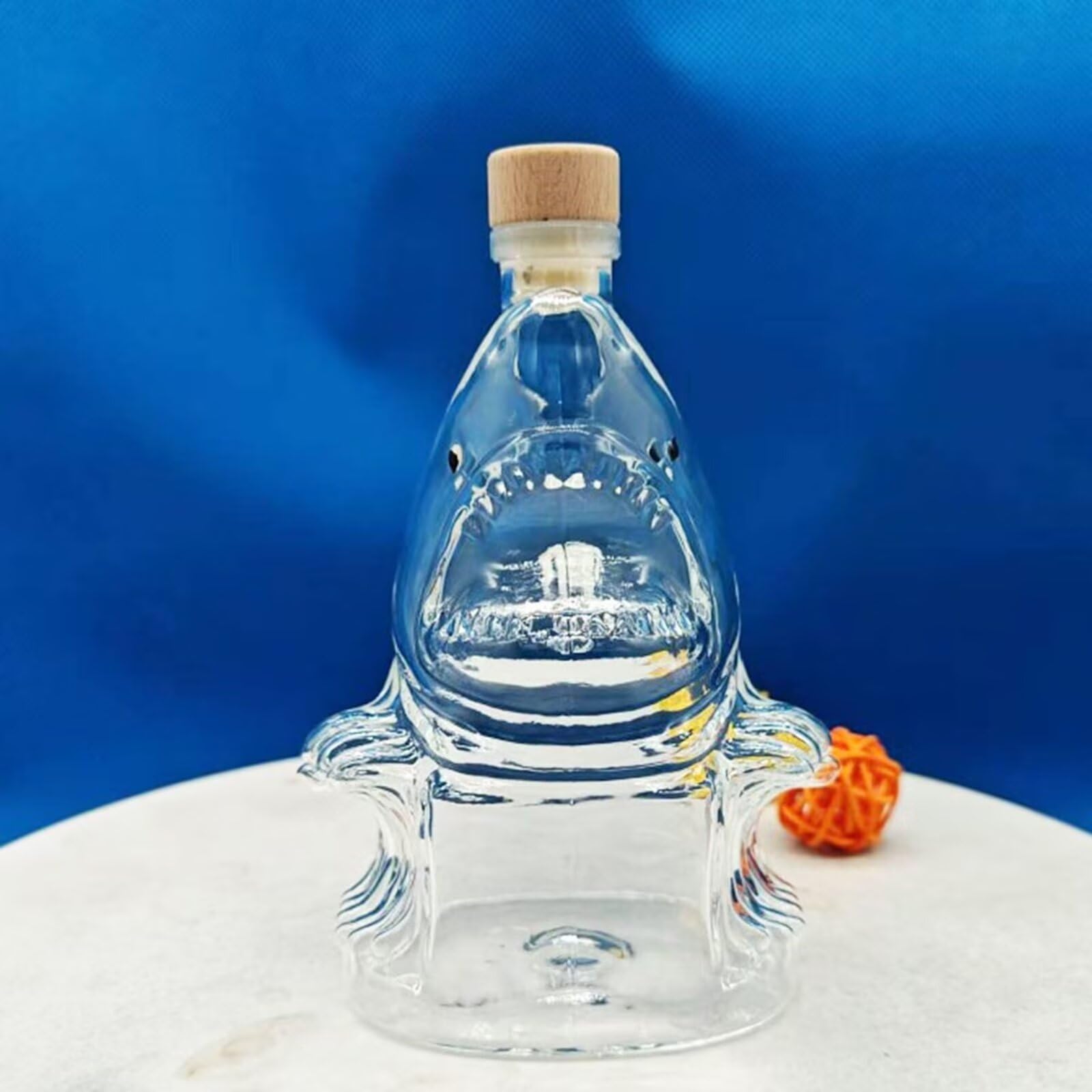 karafka, 300 ml figurka artystyczna, trójwymiarowe ozdoby na butelkę whisky z motywem rekina, nowatorskie szklane karafki do zwierząt(A)