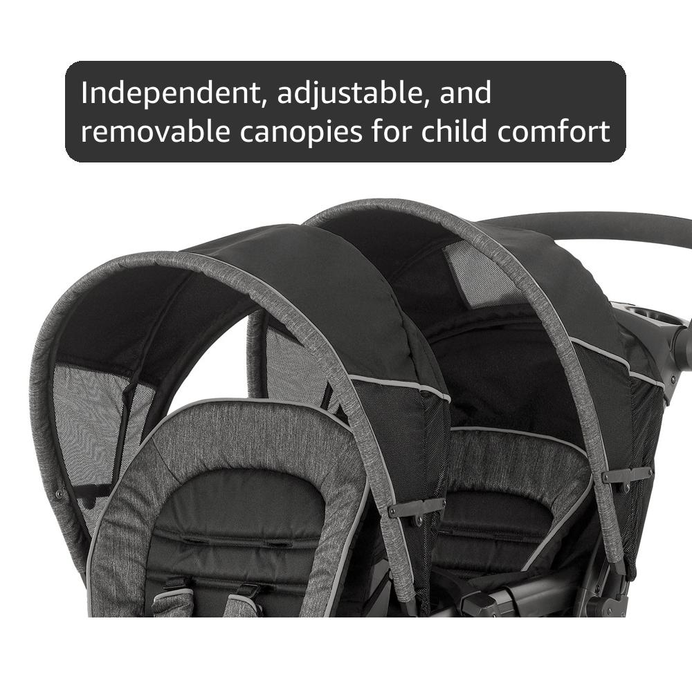 Chicco Cortina Together Double Stroller - Minerale | Black/Silver