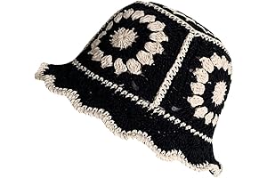 Crochet Bucket Hat for Women - Knitted, Handmade Foldable Floppy Beach Hat