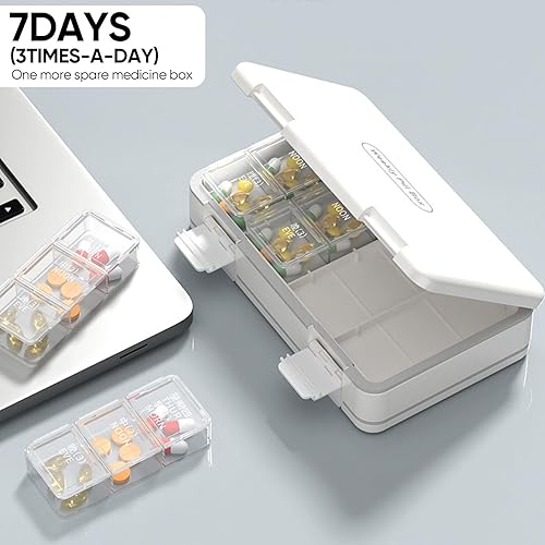 Miniatura 7 de Pastillero diario de 7 días, AMPM 3 veces al día, pastillero semanal con compartimentos grandes, contenedor de píldoras de viaje, estuche portátil