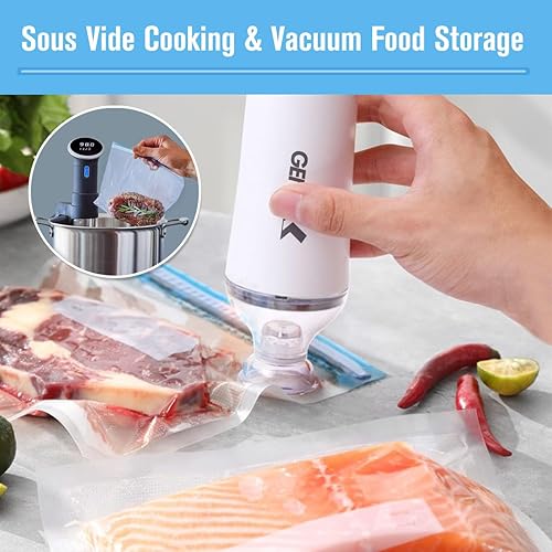 Miniatura 2 de GenieX Sellador al vacío de mano, mini bomba eléctrica recargable para bolsas de almacenamiento de alimentos y recipientes de ahorro de alimentos.