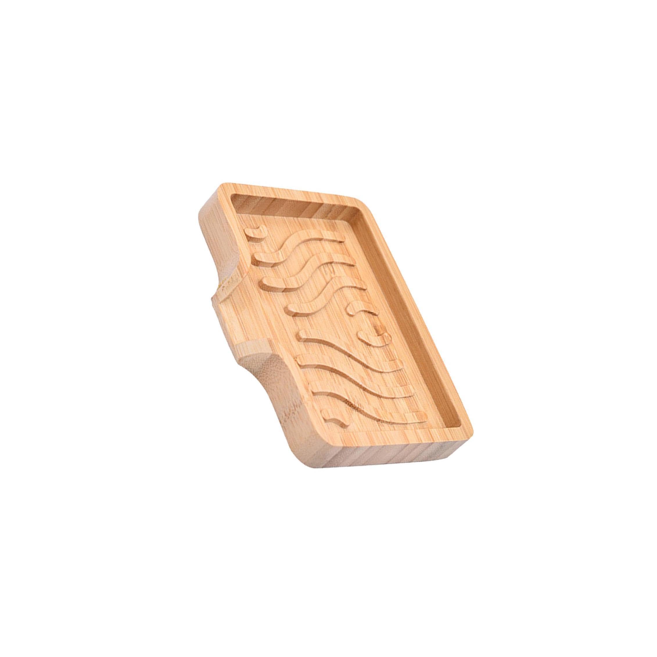 PIXZCSA Stylish Soap Dish With Wooden Drain Feature Smooth Slope Home Bathroom Accessories Soap Container Bathroom Accessories Sloping Drain Travel Dish With