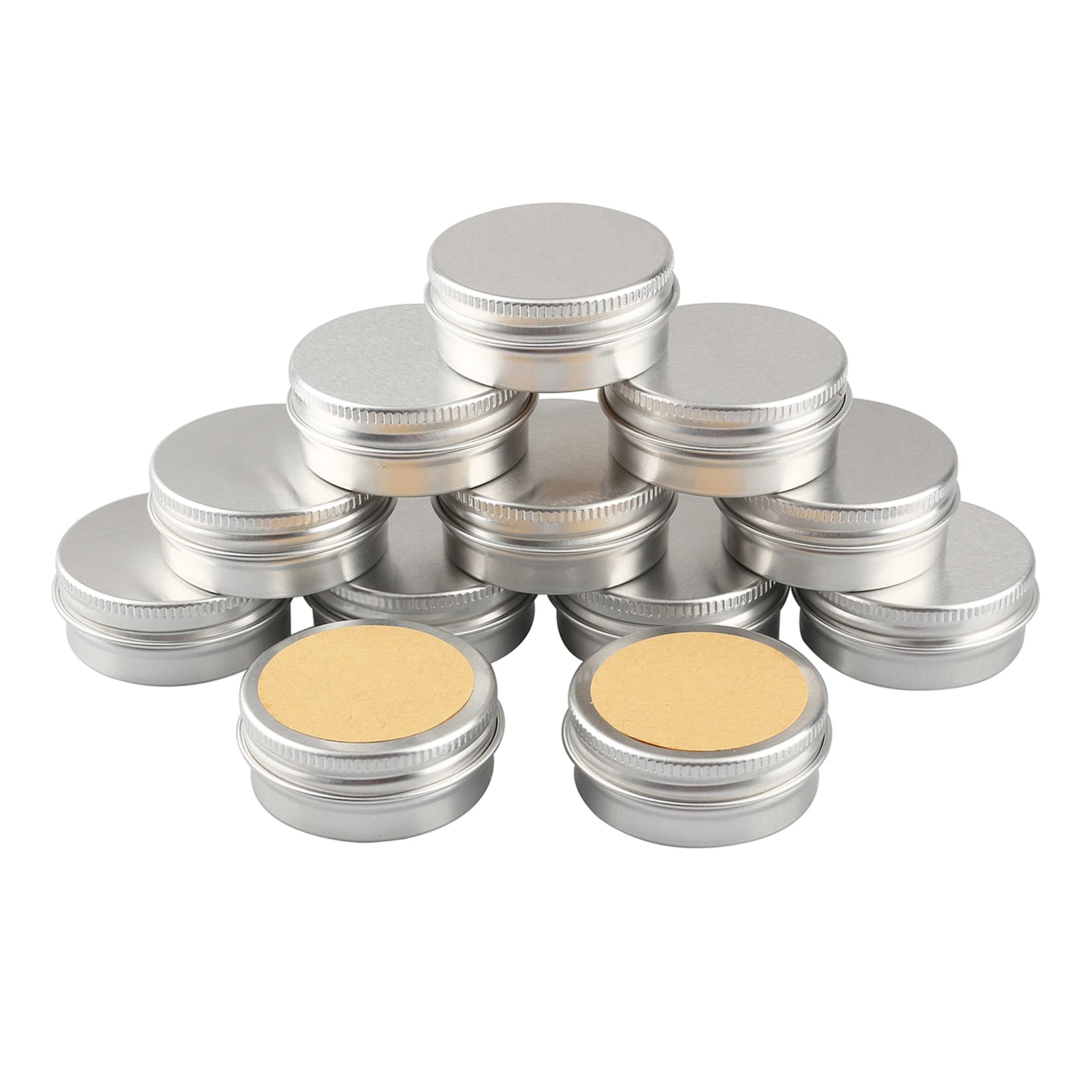 DLIBUY 50 Pcs 15ml 15g Empty Round Silver Aluminum Tin Jars with Screw Lids Cosmetics Lip Balm Containers Pots for DIY Candle, Salve Powder, Crafts,