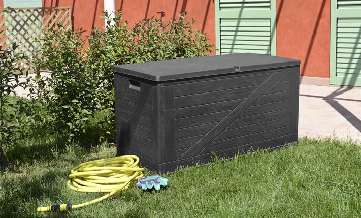 Toomax Baule Portaoggetti Multibox In Plastica Effetto Rattan - 420 Litri, Antracite, 120x56x63 Cm - Foto 4