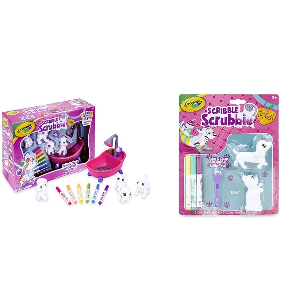 Crayola Scribble Scrubbie Pets Scrub Tub Animal Toy Set, Kids Indoor Activities at Home, Gift Age 3+