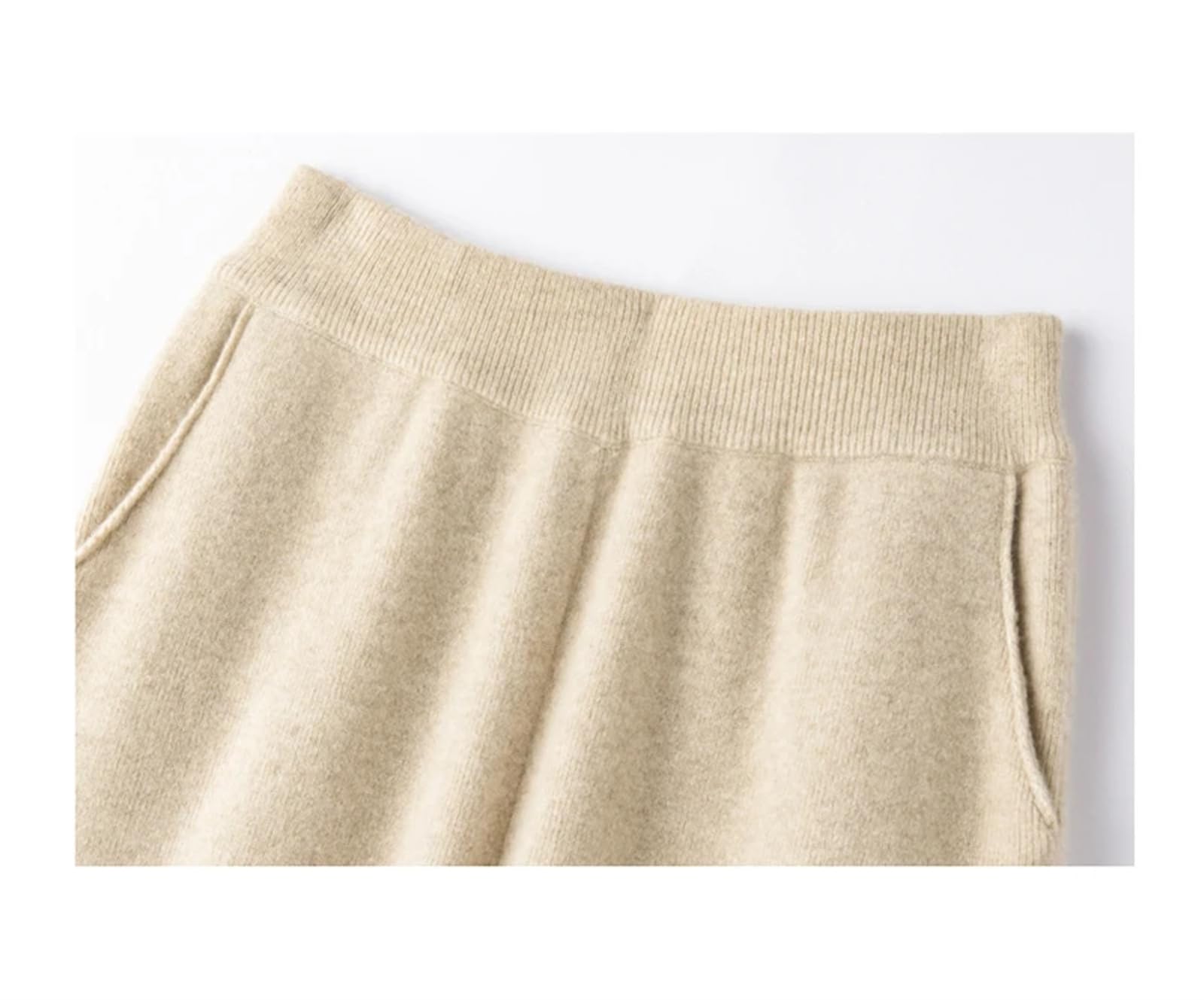 FULBHPRINT Primavera Autunno Cashmere Pantaloni 100% Lana Merino Pantaloni Gamba Larga Pantaloni Donna Vita Alta Maglia Allungati Pantaloni